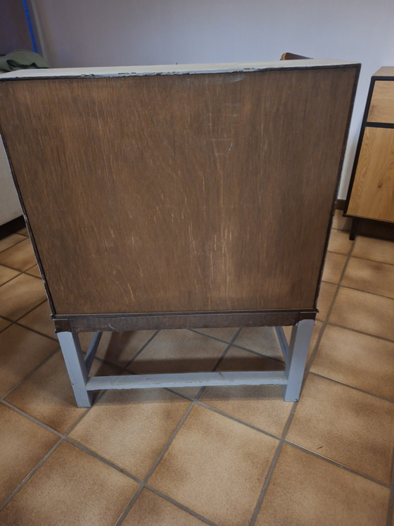 Antieke/Vintage Secretaire – Grijs Gepatineerd – Bureau, Wood, Metal (photo 4 of 4)