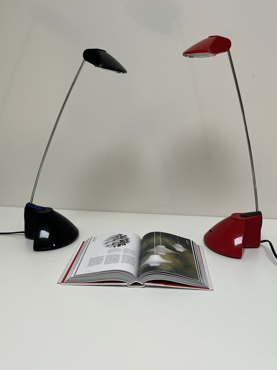 Image 1 of Set of Memphis Style Desk Lamps in Black and Red