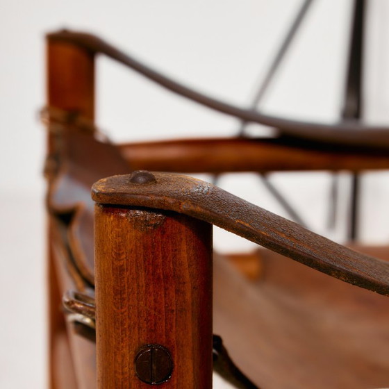 MK10957 Hongaarse kalfslederen loungestoel, Fauteuils, Metaal, Leer, Bruin, Vintage (foto 7 van 26)