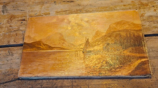 G. Van Iersel dipinto ad olio barca sull'acqua