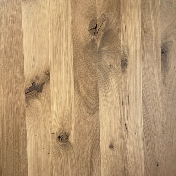 Image 1 of Table de salle à manger en chêne néerlandais et acier, aspect tronc d'arbre - 240 x 100