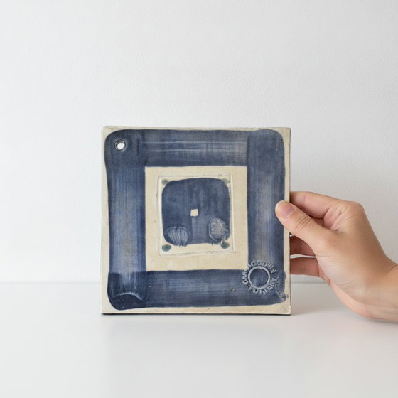 Image 1 of Piastrella da rivestimento in ceramica Cabbagetown Pottery – Design blu crema