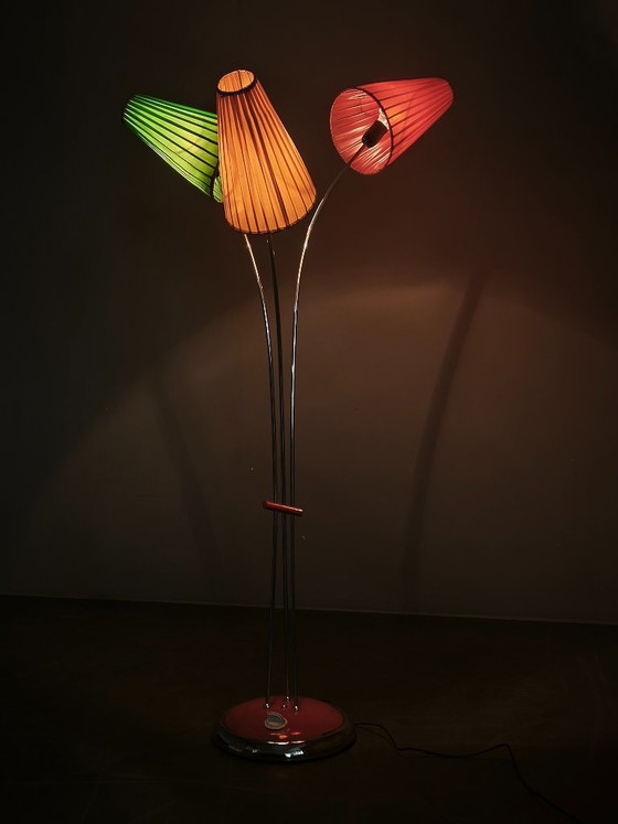 Image 1 of Rare lampadaire allemand à trois lumières réglables, années 1960