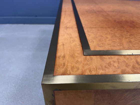 Image 1 of Tavolino da caffè in ottone e radica di Jean Claude Mahey, anni '70