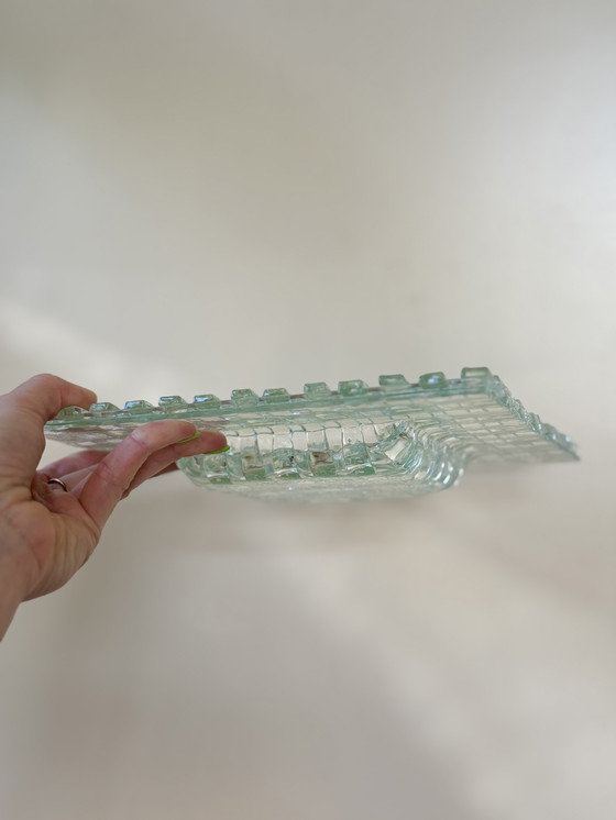 Image 1 of Glass Design Bowl - Fused Art Glass With Blocked Texture