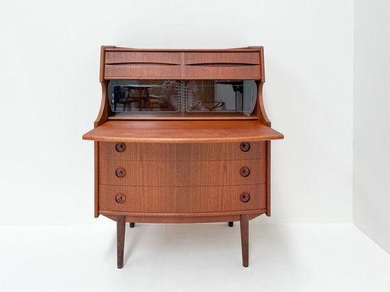 Image 1 of Mid-Century Teak Secretary Desk with Drawers | Gunnar Falsig by Falsig Mobler