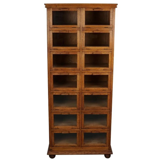 Image 1 of Vintage Dutch oak haberdashery cabinet / display cabinet with hinged doors, 1930s