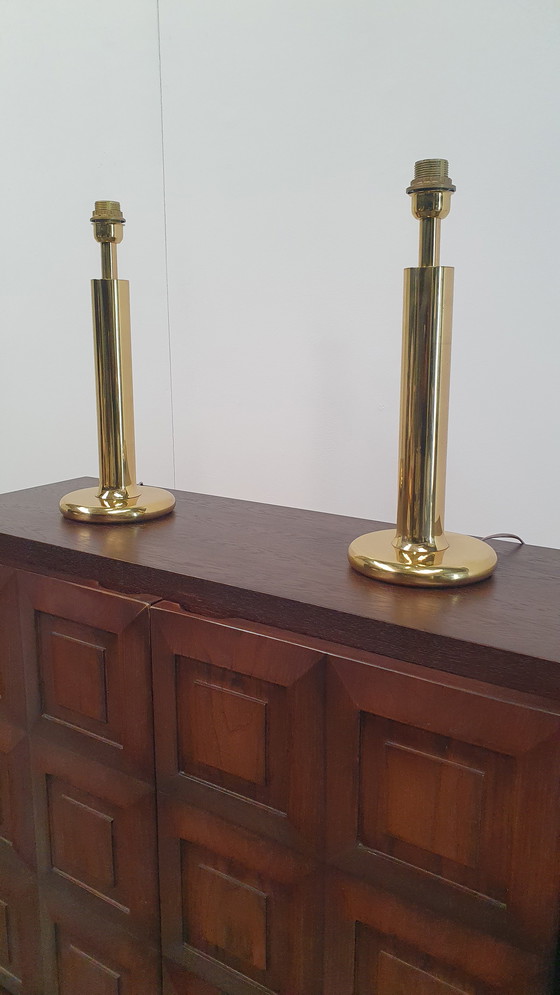 Image 1 of 2x messing tafellamp Baulmann Leuchten, Duitsland jaren 80