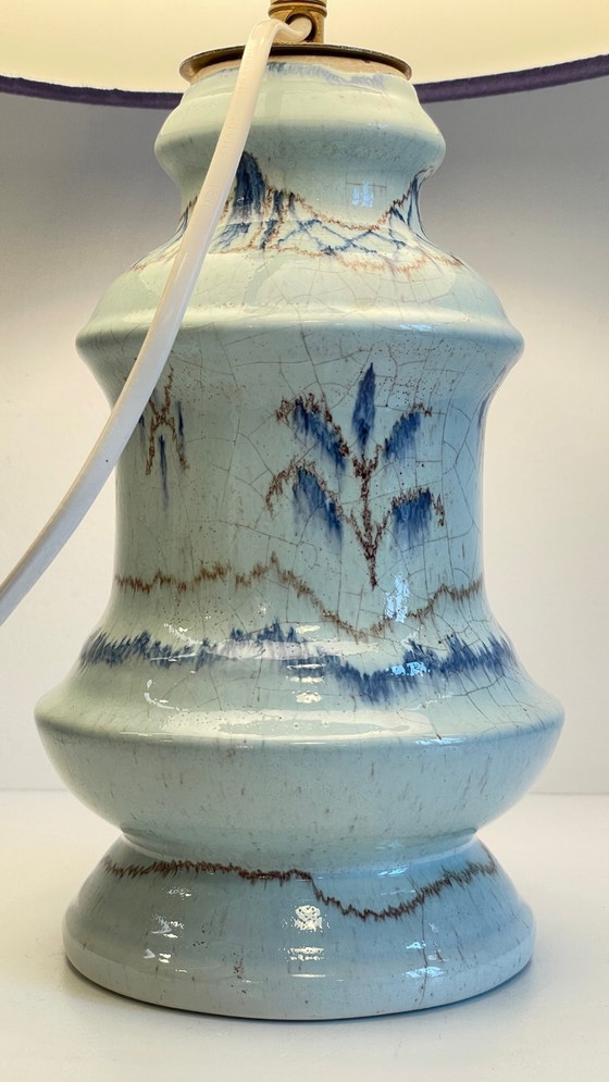Image 1 of Lampada vintage in ceramica blu chic
