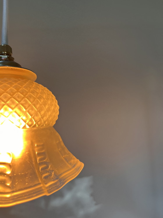 Vintage Glazen Hanglamp Met Messing Fitting – Hanglampen, Glass (photo 3 of 6)