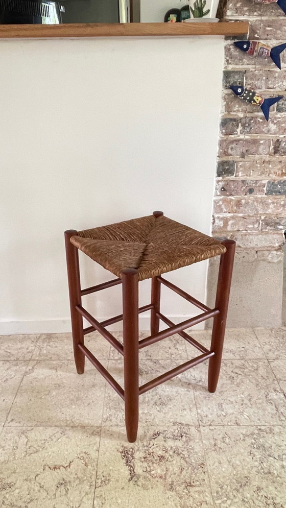 Image 1 of Vintage Geometric Straw Stool
