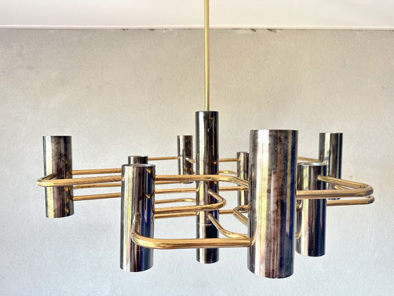 Vintage Sciolari for Boulanger pendant lamp – Chrome, Brass (photo 3 of 14)