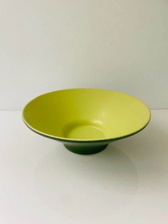 Image 1 of Ciotola in ceramica vintage di metà secolo – verde scuro e verde lime