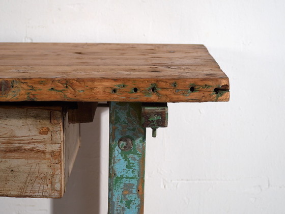 Tavolo da lavoro antico (c.1920) #15, Scrivanie, Legno, Pelle, Marrone, Rustic (foto 42 di 45)