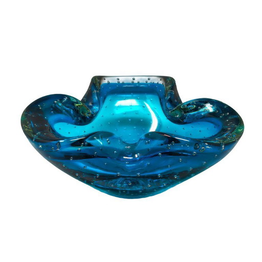 Cendrier ou vide-poches rose style milieu du siècle, années 1960, en verre de Murano Bullicante, par Flavio Poli.