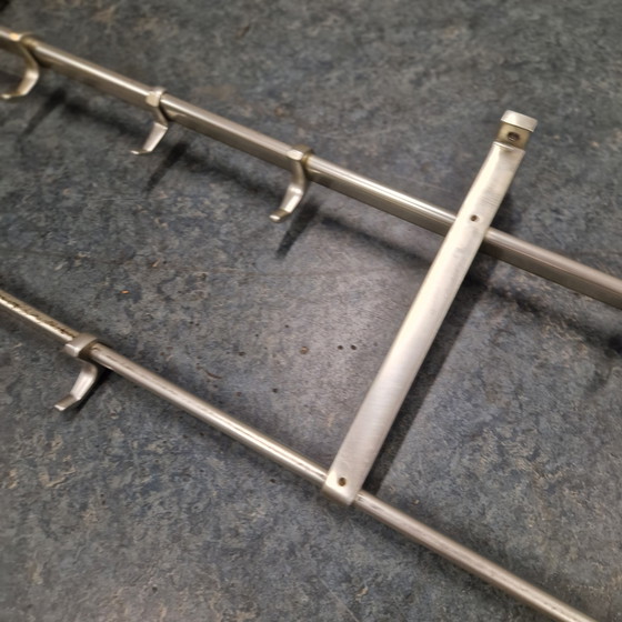 Image 1 of 1970s Aluminum Coat Rack Vintage Wall Coat Rack