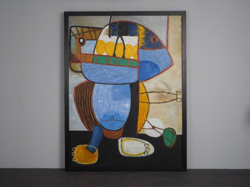 Grootschalig olieverfschilderij “Le Regard” naar Karel Appel, Nederland, jaren 90