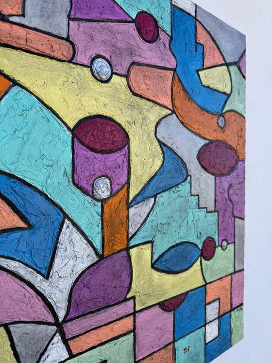 Tableau abstrait géométrique coloré – Peintures et dessins, Toile (photo 2 of 14)
