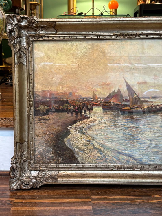 Seascape Oil Painting on Board by Fausto Pratella, 1950s – Paintings & Drawings (photo 2 of 15)
