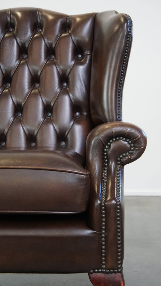 Image 1 of Beef Leather Chesterfield Ear Armchair