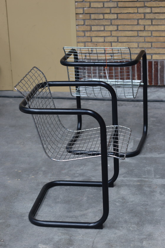 4x Italian Wire Steel Chairs – Dining chairs, Chrome, Iron (photo 4 of 5)