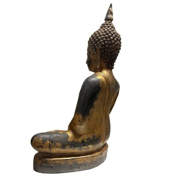 Antigua estatua de Buda tailandés de bronce con restos de dorado – lote 412 – Esculturas, Bronze (photo 6 of 10)
