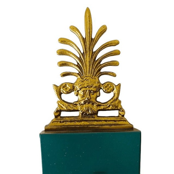 Image 1 of Lampada da parete vintage in stile impero di metà secolo Lucien Gau, in ottone barocco verde, anni '60