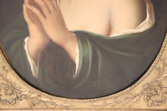 Image 1 of Pintura al óleo sobre lienzo, María Magdalena en oración, siglo XIX