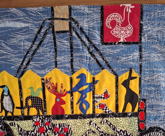 Image 1 of Textile artwork for wall or over table depicting Noah's Ark