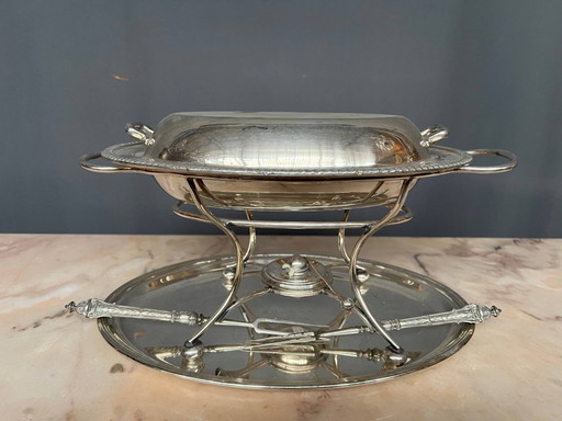 Antieke verwarmingsplaat van verzilverd metaal "CRESCENT SILVER MFG CO." – keukenaccessoires (photo 2 of 8)