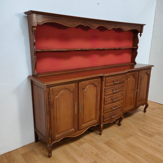 Image 1 of Vintage Louis XV dressoir wandkast buffetkast keukenkast met bordenrek 