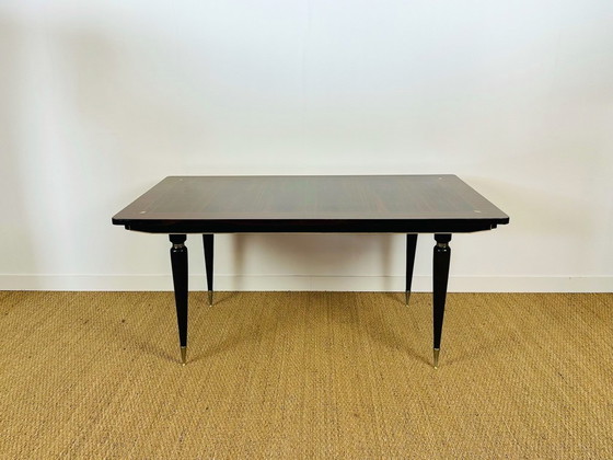 Image 1 of Art Deco eettafel van Macassar ebbenhout, 1940