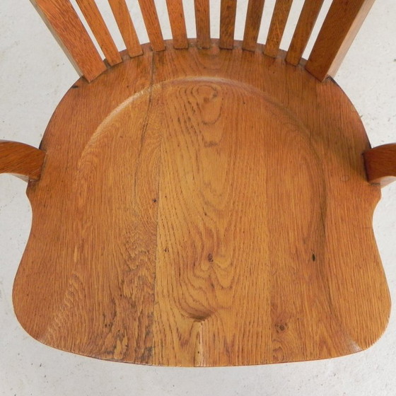 Silla de oficina de roble con sistema de muelles ajustable y regulación de altura, década de 1950. (photo 22 of 35)