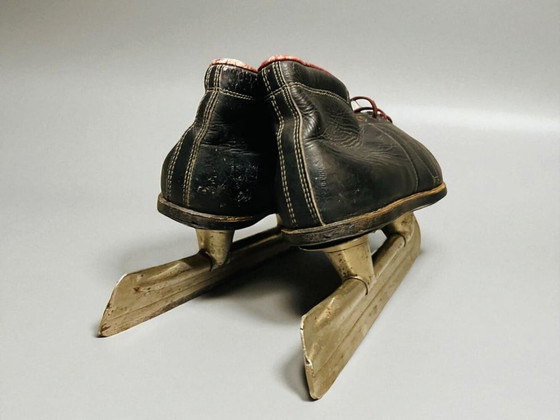 Image 1 of Schwarze Schlittschuhe aus Leder aus der UdSSR 1950er Jahre