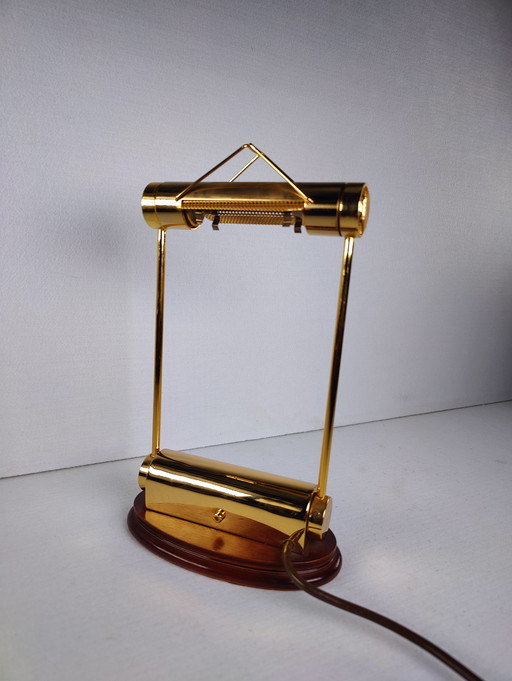 Lampada da banchiere Trapezio di Cattaneo degli anni '70 in ottone, Italia