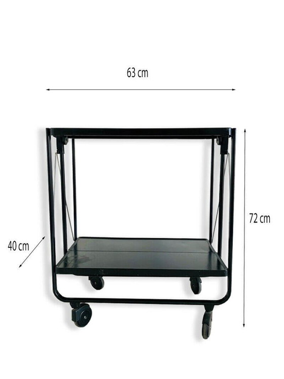 Image 1 of Louis Lepoix FRZ black foldable food trolley, Germany, 60s