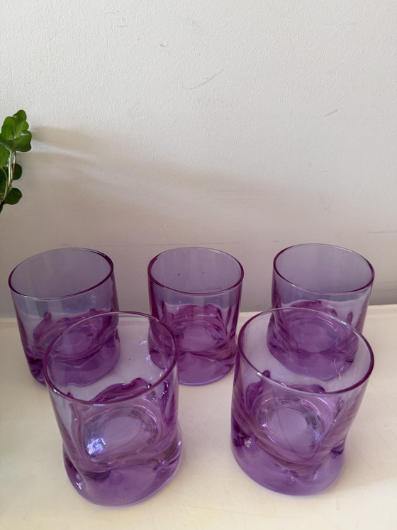 Italiaanse Vintage Tumbler Glazen Lila Jaren 70 – Glazen & Karaffen, Glass (photo 4 of 7)