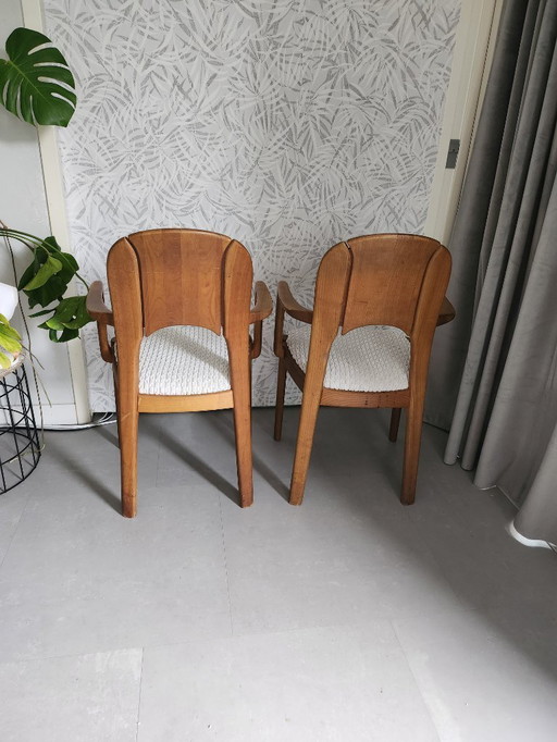 2 alte dänische Sessel - Stil von Niels Koefoed - neu gepolstert in Ecru