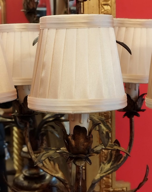 Florentine style lamp with 6 fabric lampshades