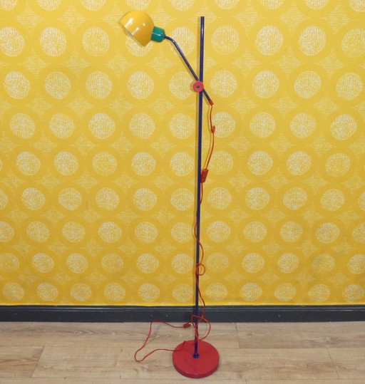 80's Lampadaire Veneta Lumi Italy COLORÉ MÉTAL Lampadaire de studio filigrane eighties pop art postmoderne multicolore