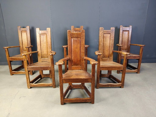 Chaises d'église vintage, ensemble de 6 - années 1950