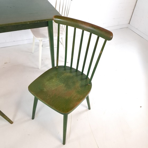 Image 1 of Vintage Tafel Met 3 Spijlenstoelen