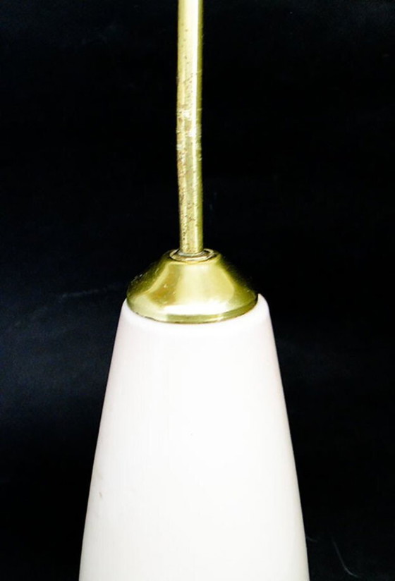 Lámpara colgante de cristal y latón, Polonia, década de 1960. – Lámparas colgantes, Glass, Brass (photo 3 of 8)