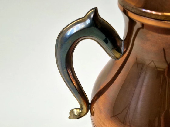 Image 1 of Antieke 19e-eeuwse Nederlandse koperen/messing koffiepot