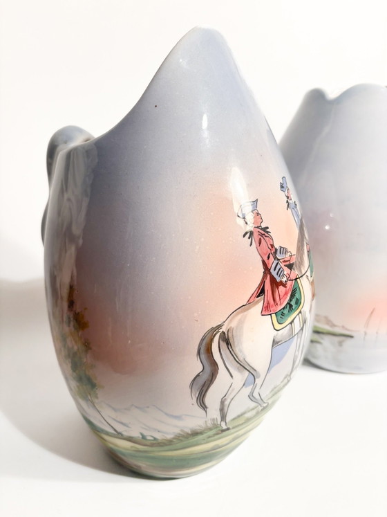 Paire de vases en céramique Castelli peints à la main, années 1950 – Ceramic (photo 4 of 13)