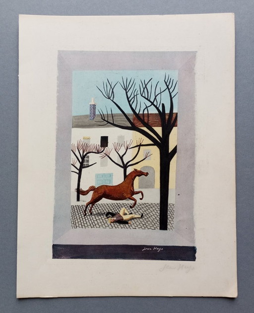 Jean Hugo Pochoir Surréaliste/Cubiste/Art Déco, env. 1930, signé – schilderijen tekeningen, Paper (photo 2 of 7)
