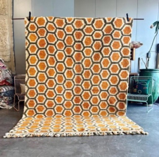 Tapis marocain moderne en laine Mrirt 200x300 cm - Tapis berbère tissé à la main avec motif géométrique