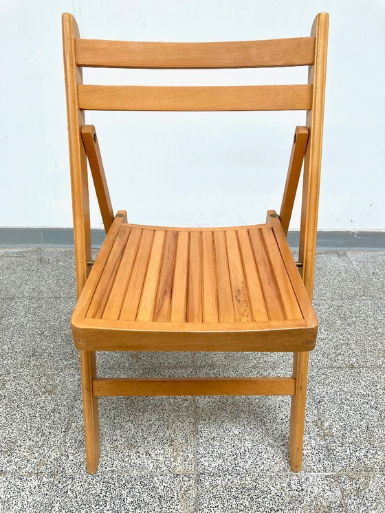 Image 1 of 4 sedie pieghevoli vintage in legno di faggio anni '70