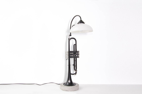 Image 1 of Trumpet lamp floor lamp black glass shade unique