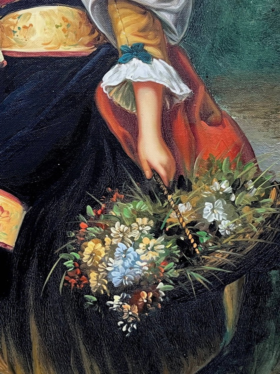 Portrait of a flower girl in a beautiful baguette frame. – Paintings & Drawings, Canvas (photo 5 of 7)